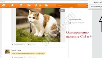 چگونه روی صفحه در Odnoklassniki بزرگنمایی کنیم